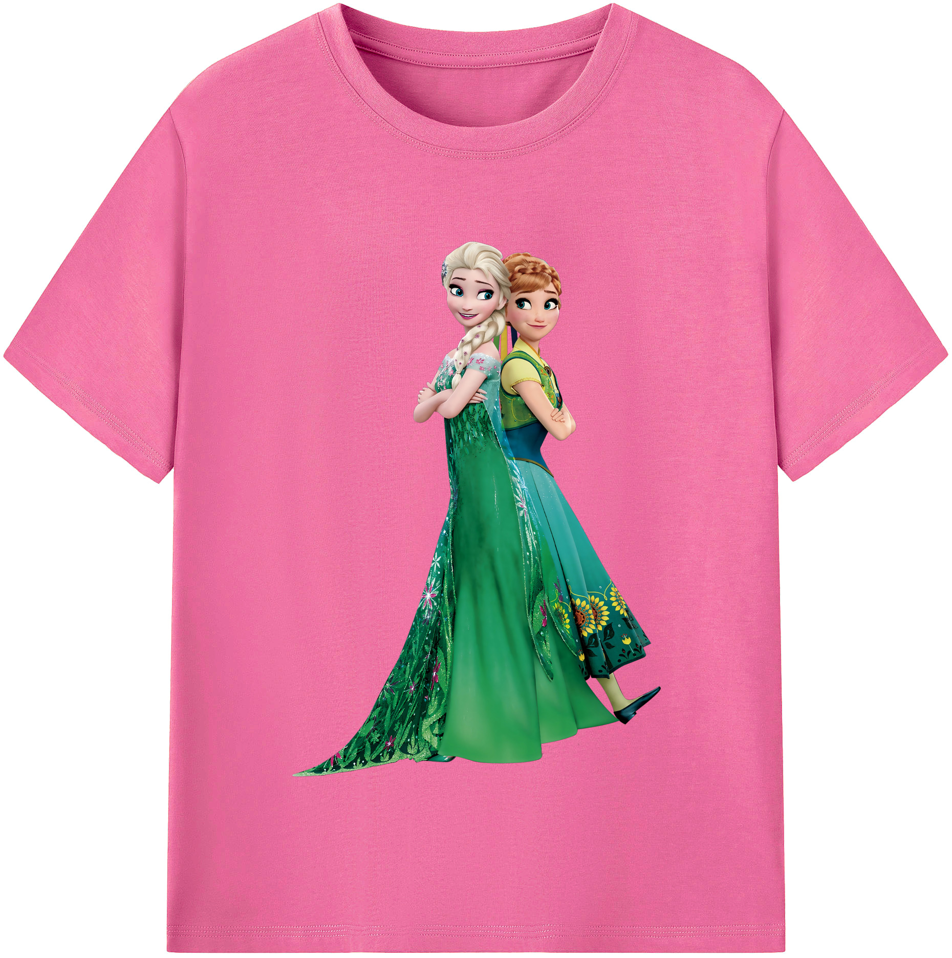 （画像用） アナと雪の女王 アンナ エルサ Frozen Anna Elsa レディースカジュアルプリントTシャツ（綿100％）